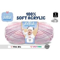 Knitting Baby Yarn 100% Soft Acrylic Crochet Ball Wool 100g 3Ply Baby Girl Pink Mix- main image
