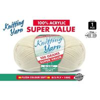 Knitting Yarn 100% Acrylic 8ply 100g Flesh Colour Soft- main image