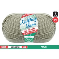 Knitting Yarn 100% Acrylic 8ply 100g Fawn- main image
