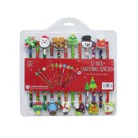 Christmas Pencils with Festive Eraser Toppers - 12 Pack- main image