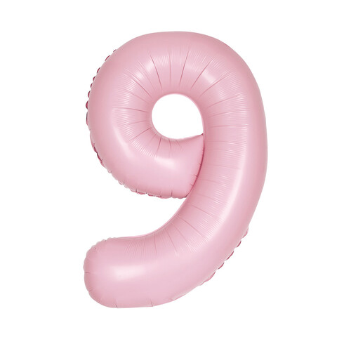 Pastel Matte Pink Number 9 Foil Balloon 86cm