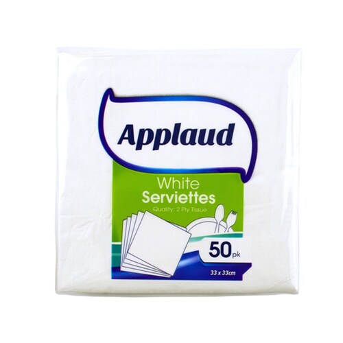 Serviettes White Pk50 33x33cm 