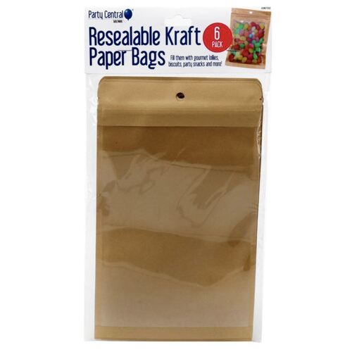 3 x 6pk Resealable Eco Brown Paper Bags 15cm x 24.5cm