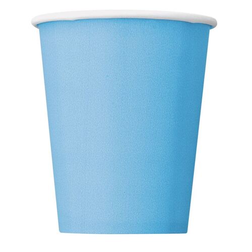 Powder Blue Paper Cups 270ml 8 Pack