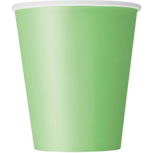 Lime Green Paper Cups 270ml 8 Pack