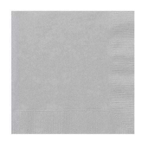 20 Pack Silver Luncheon Napkins - 2 Ply 33cm x 33cm