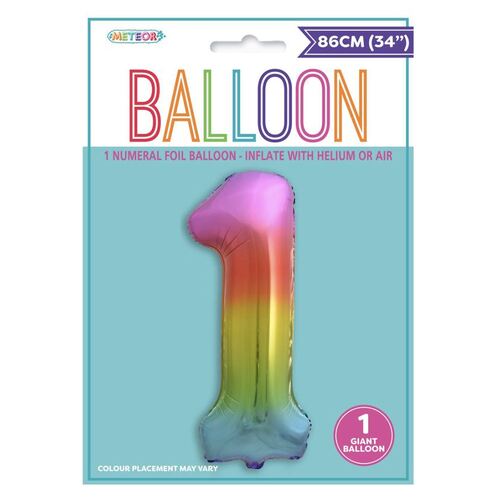 Rainbow Number 1 Foil Balloon 86cm