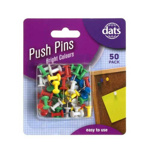 3 x Dats Bright Push Pins 50-Pack - Assorted