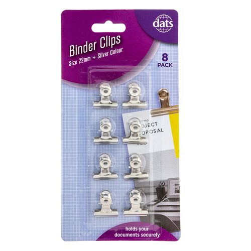 2 x Dats Binder Clips 8-Pack 22mm Silver