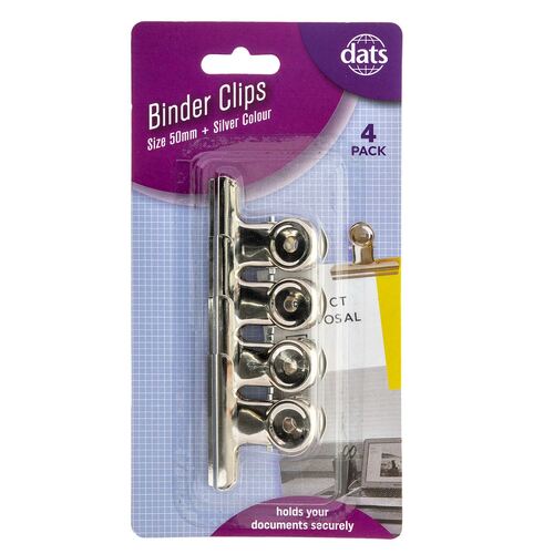 2 x Dats Binder Clips 4-Pack 50mm Silver