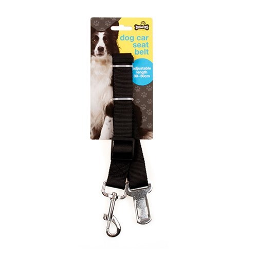 Chompers Dog Car Seat Safety Black Belt 2.5cm x 30-50cm Adjustable
