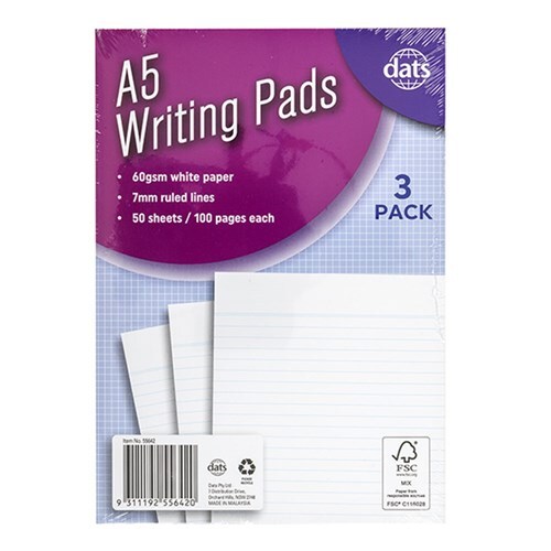 Ruled A5 Writing Pads 100 Pages - 3 Pack