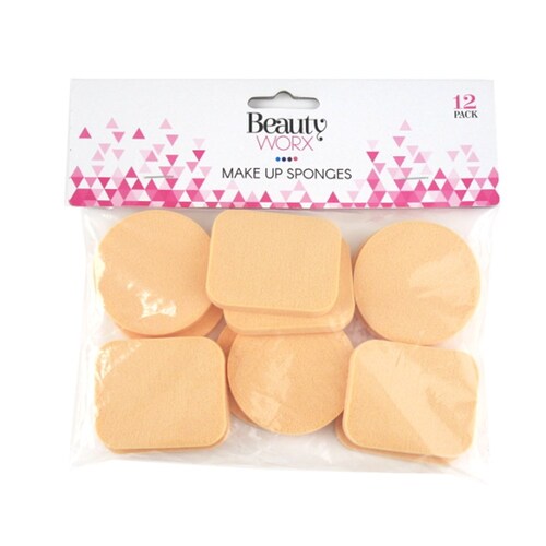 2 x Beauty Worx Cosmetic Make Up Sponges 12pk Assorted Shapes