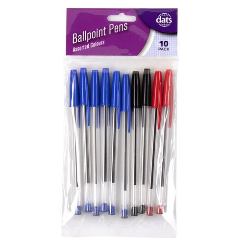 2 x Dats Ballpoint Pens 10-Pack - Black/Red/Blue