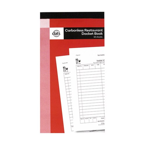 Carbonless Restaurant Docket Book 50 Sheets