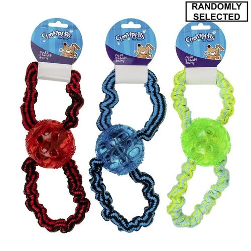 Chompers Dog Toy Rope Bungee with Ball 27cm - Randomly Selected