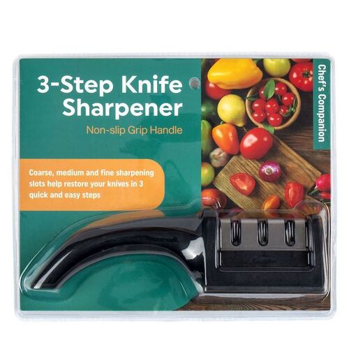3-Step Knife Sharpener Non-Slip Grip Handle
