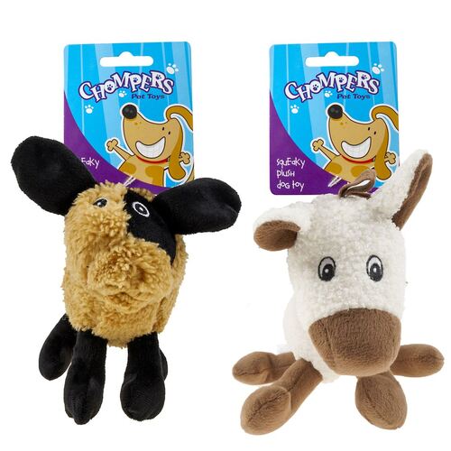 2 x Chompers Squeaky Plush Dog Toy 16cm