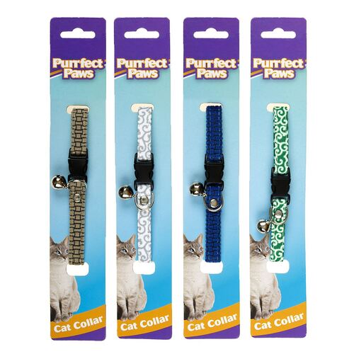 4 x Purrfect Paws Cat Collar with Bell 30cm