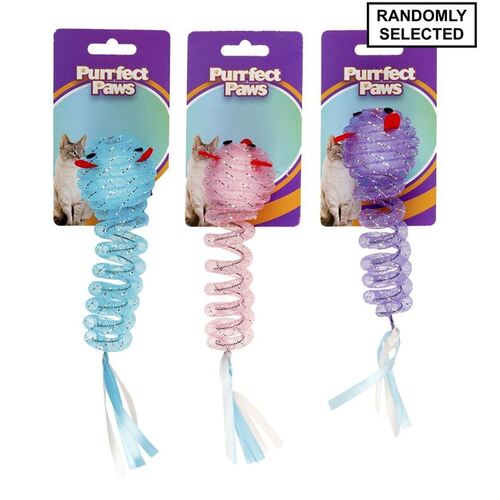 Purrfect Paws Cat Toy Spring with Tails 14cm - Randomly Selected