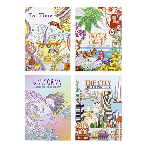 4PK Adult Colouring Books Relaxing Fun Stress-Relieving Patterns