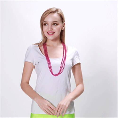 Metallic Pink Bead Necklaces 80cm 3 Pack