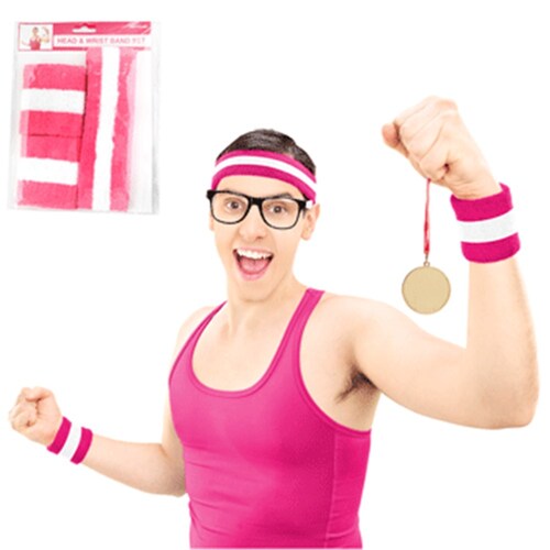 Headband & 2pk Wristband Set Pink