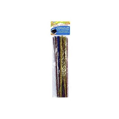 50 Glitter Pipe Cleaners Chenille Sticks Stem Assorted Plain Colours Craft 30cm