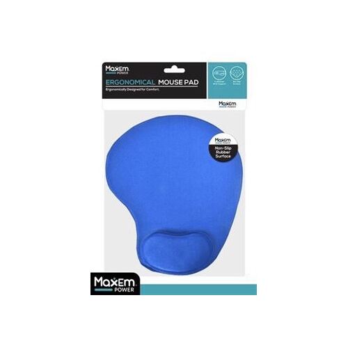 Maxem Ergonomical Mouse Mat/Pad for Laptop/PC Desktop Computer w/ Wrist Rest Support Blue