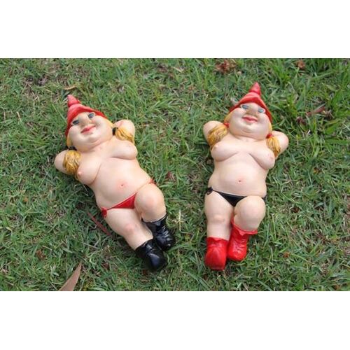 2 x 26cm Nudist Garden Gnome Naughty Naked Body Ornament Figurine Statues Gift
