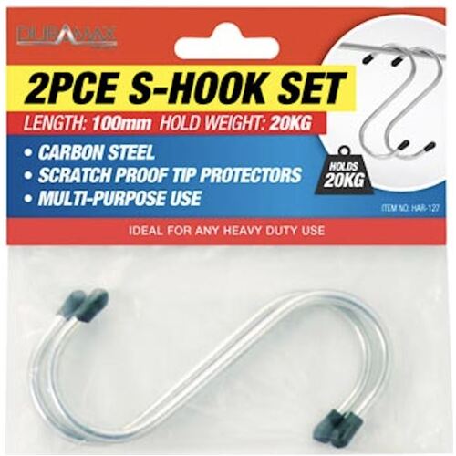 Steel S Shape Hooks with Grip 2pc 100mm Carbon Steel Kitchen Hanger Rack Clothes Hanging Plant Holders