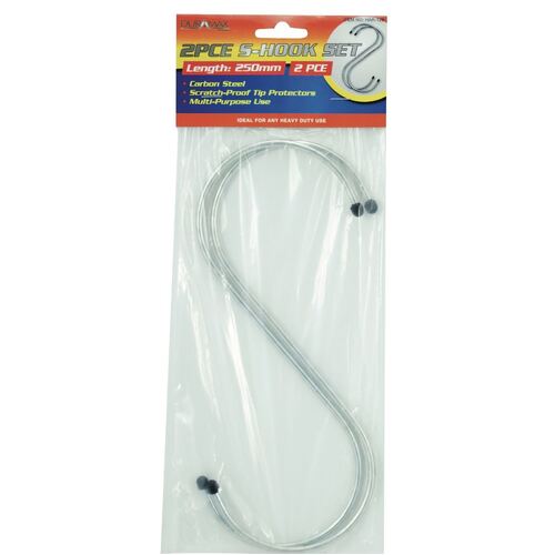 Steel S Shape Hooks with Grip 2pc 250mm Carbon Steel Kitchen Hanger Rack Clothes Hanging Plant Holders