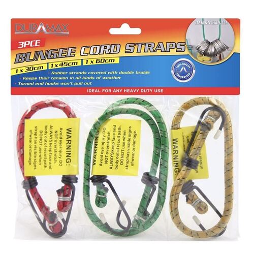 3pc Bungee Cord Straps 1x30/45/60mm