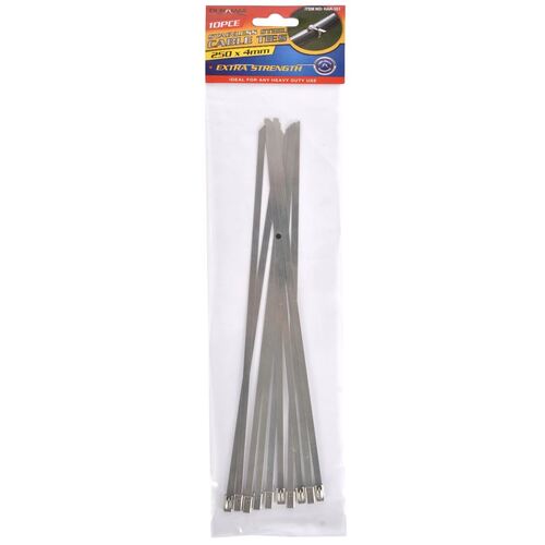 10pc Stainless Steel Cable Ties 250x4mm