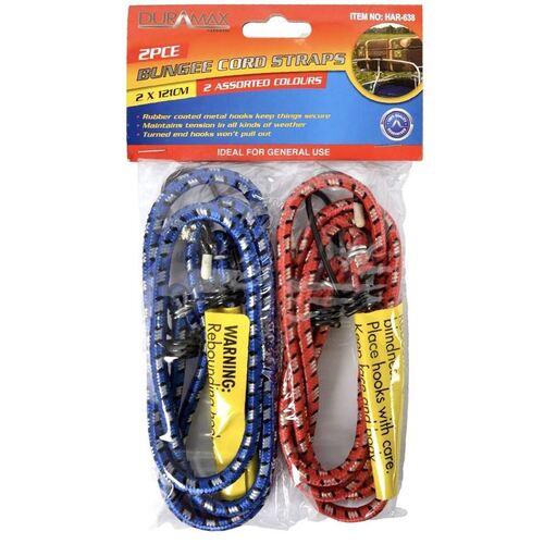 2pc Bungee Cord Straps 121cm 2 Assorted Colours