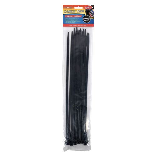 15pc Cable Ties 400mm x 7.6mm Black Buy Discount Hardware Essentials