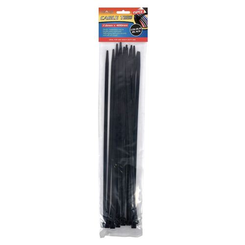 15pc Cable Ties 400mm x 7.6mm Black