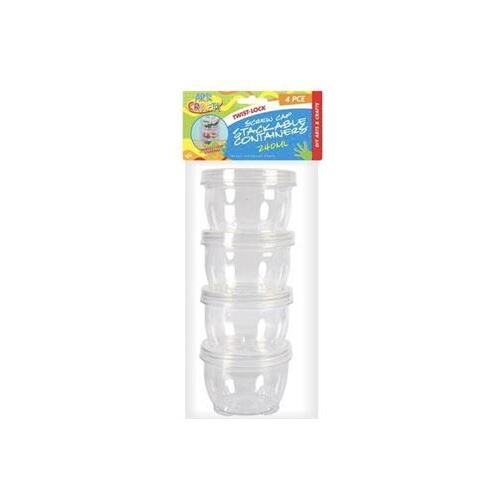 4 x Twist Lock Screw On Lid Stackable Containers 240ml