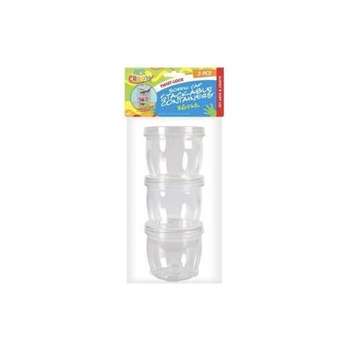 3 x Twist Lock Screw On Lid Stackable Containers 360ml