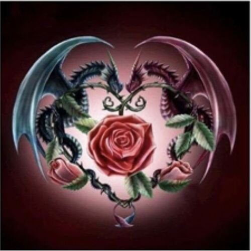 Diamond Art Picture 5D Full Drill Size 30x30cm Dragons With Roses