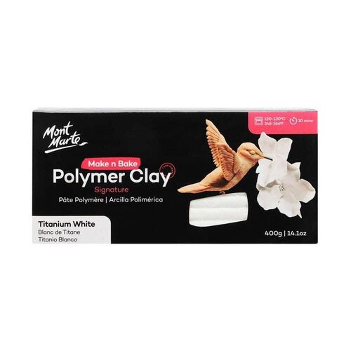 Mont Marte Make N Bake Polymer Clay 400g Block - Titanium White