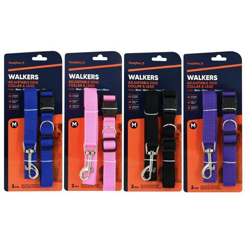 Walkers Adjustable Dog Collar & Lead Medium - Randomly Selected