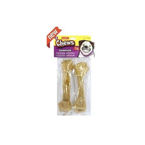 2 x Natural Rawhide Knotted Bone 15cm 80g