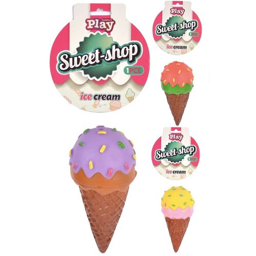 Squeaky Play Sweet-Shop Ice Cream Dog Toy - Randomly Selected