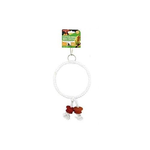 TrendyPets Cotton Ring Bird Swing Toy with Natural Wood 27cm