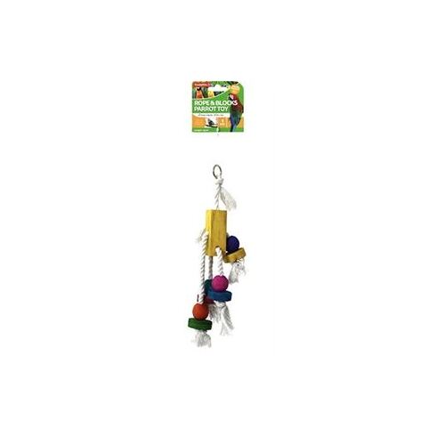 TrendyPets Rope Cluster with Natural Wood Blocks Parrot Toy 23cm