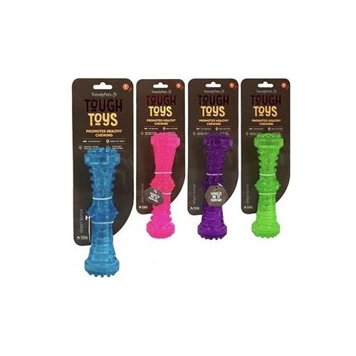 TPR Super Tough Dog Play Toy Spikey Baton with Squeak 17.5cm - Randomly Selected