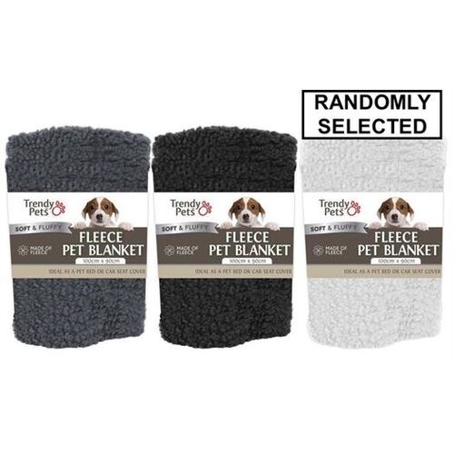 TrendyPets Fleece Pet Blanket 100cm x 90cm - Randomly Selected