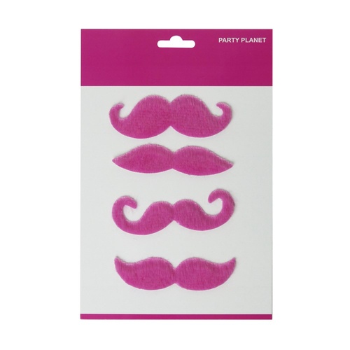 Assorted 4 Pack Moustache Pack - Pink