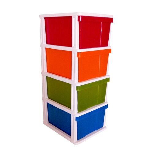 Mega 4 Drawer Multi Colour Plastic Storage Organiser